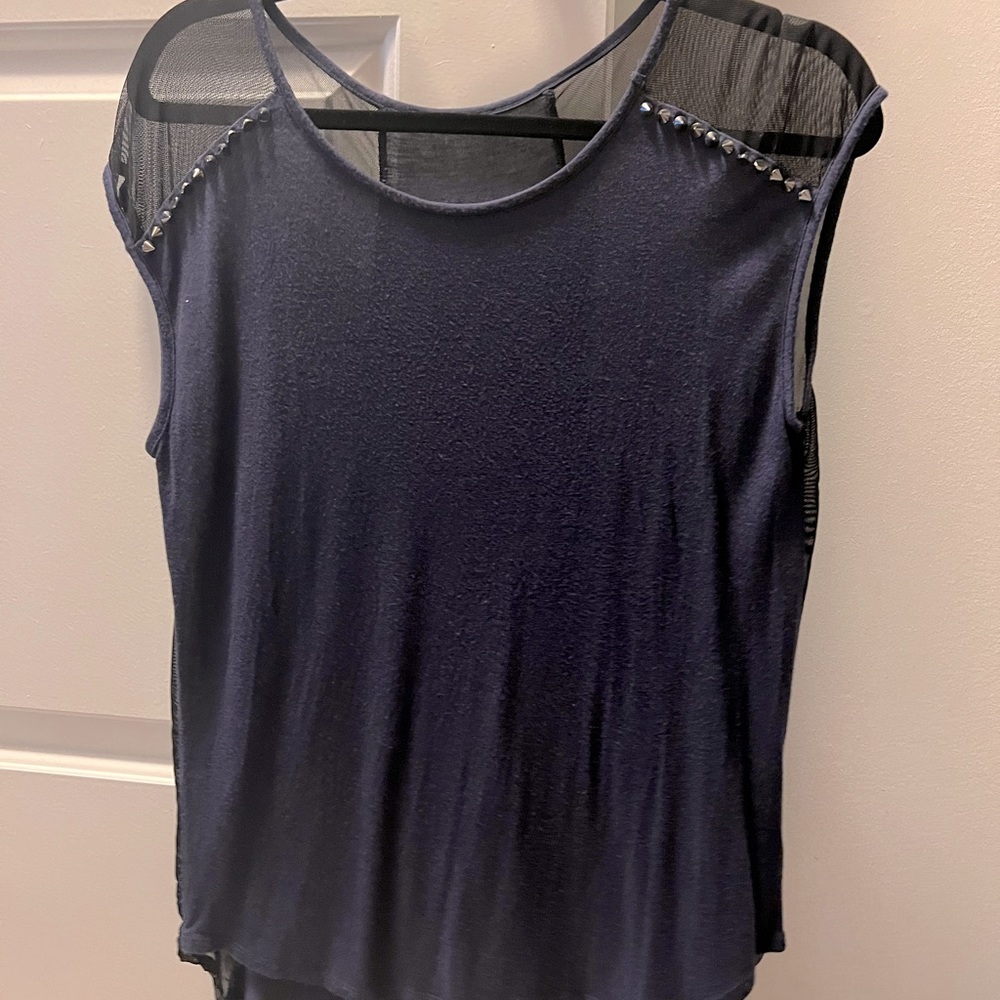 Forever 21 Top Blue Spikes Mesh